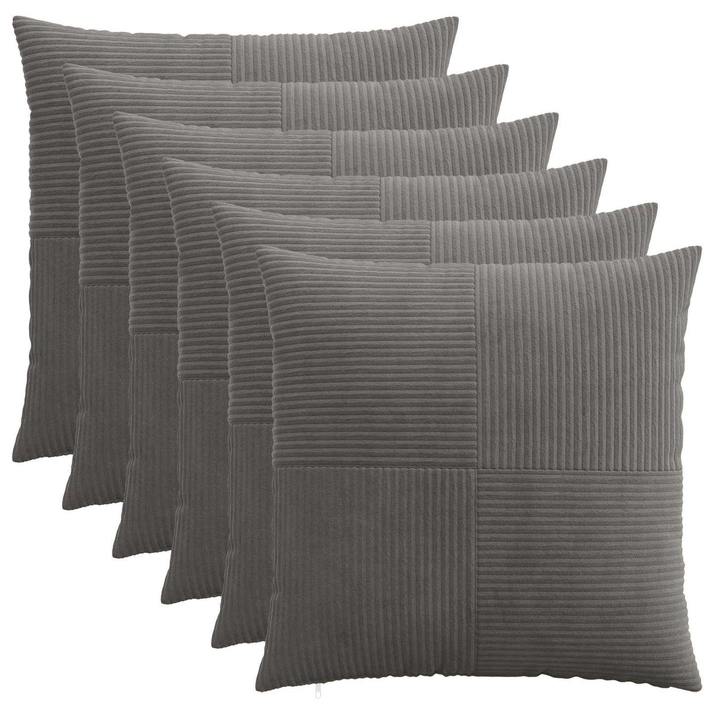 Cushion Cover 6 pcs ALMELO Dark Grey 55 x 55 cm Corduroy