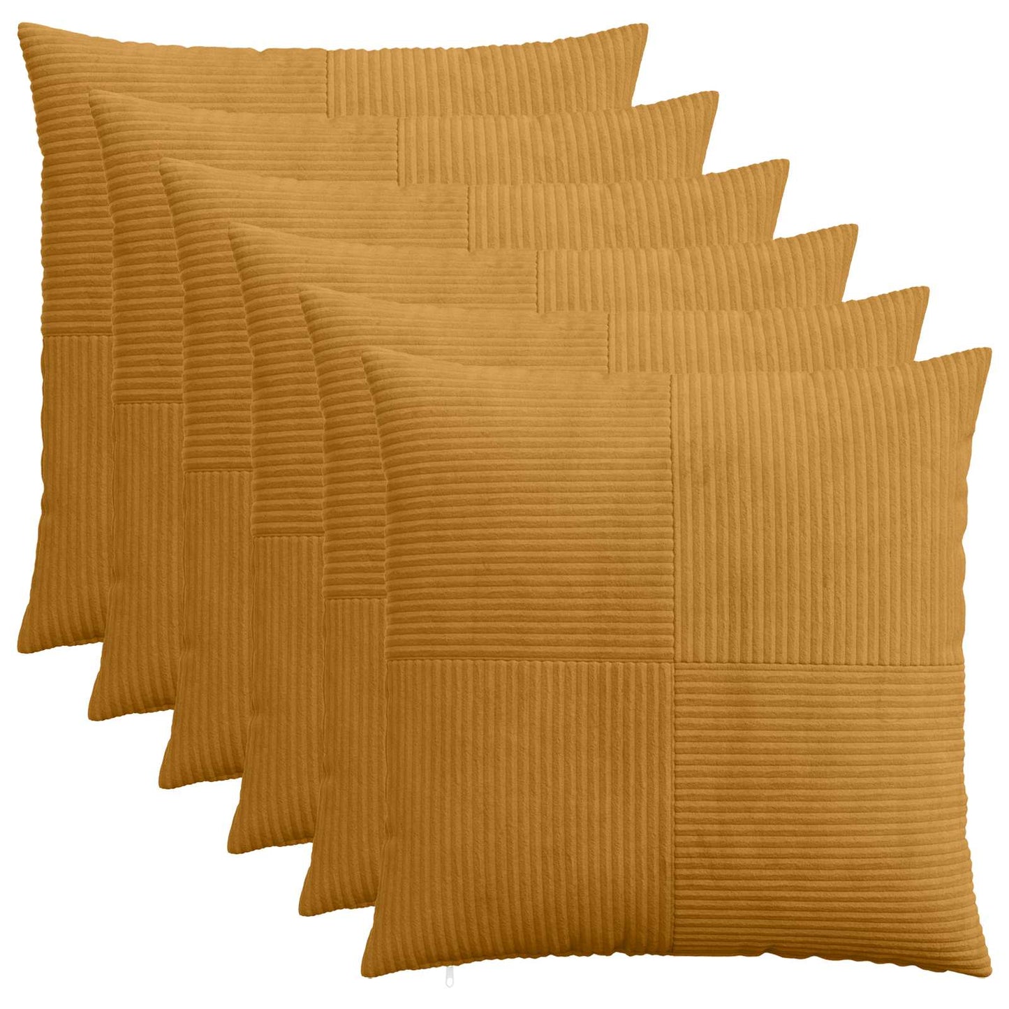 Cushion Cover 6 pcs ALMELO Yellow 60 x 60 cm Corduroy