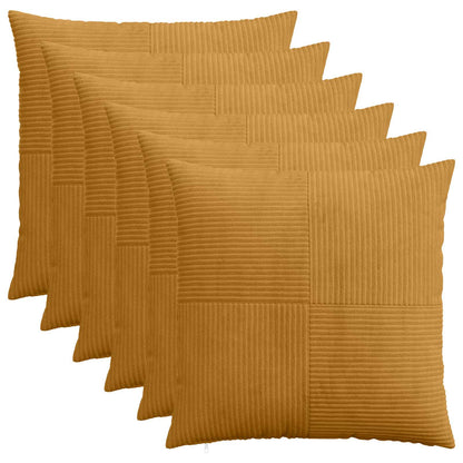 Cushion Cover 6 pcs ALMELO Yellow 60 x 60 cm Corduroy