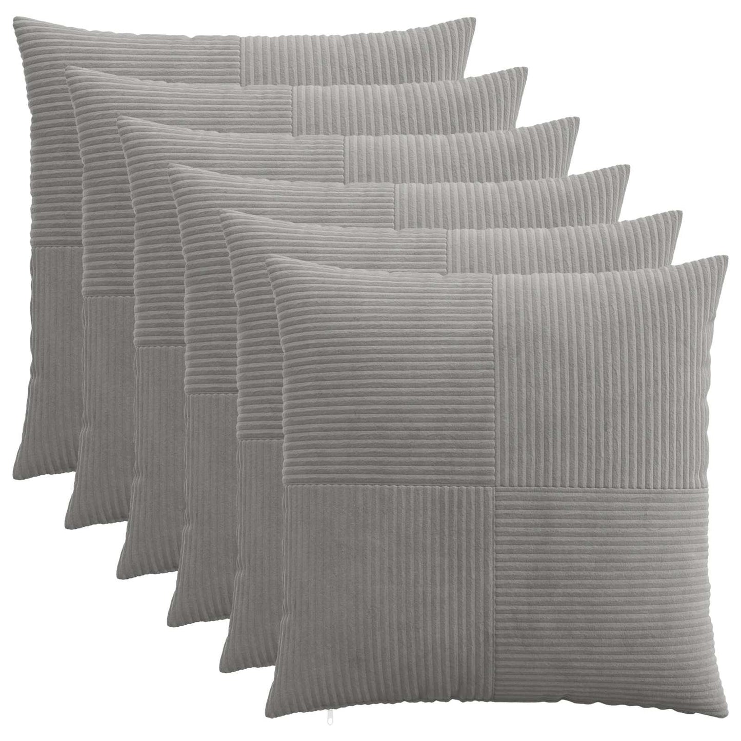 Cushion Cover 6 pcs ALMELO Light Grey 65 x 65 cm Corduroy