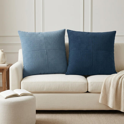 Cushion Cover 6 pcs ALMELO Navy Blue 70 x 70 cm Corduroy