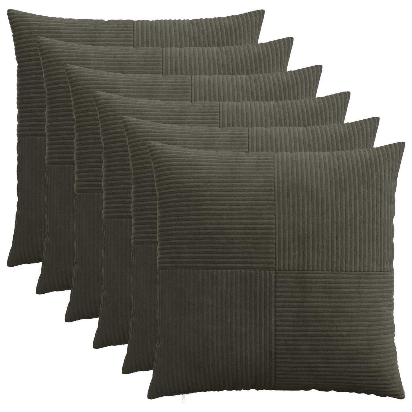 Cushion Cover 6 pcs ALMELO Anthracite 65 x 65 cm Corduroy