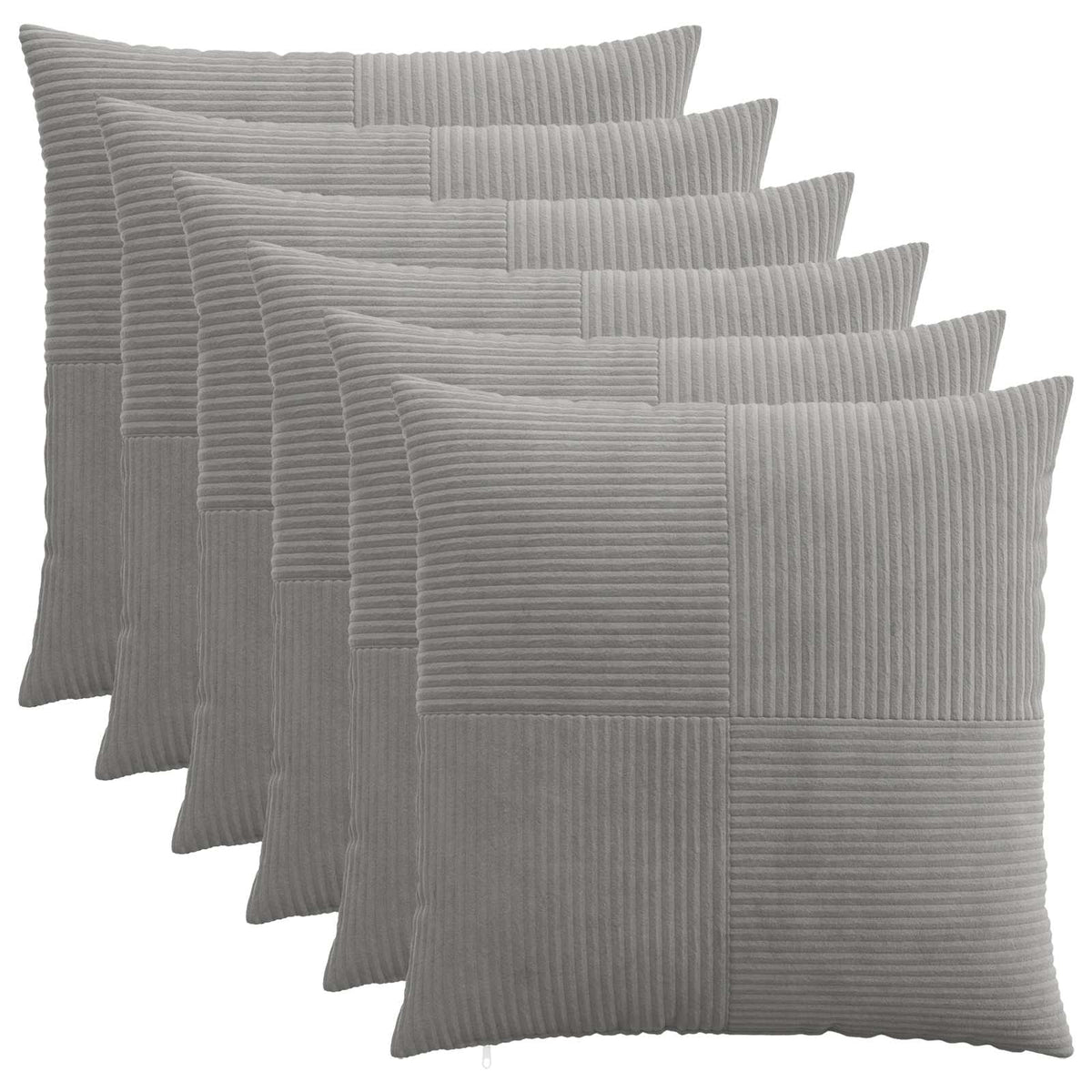 Cushion Cover 6 pcs ALMELO Light Grey 70 x 70 cm Corduroy