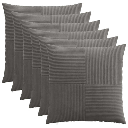 Cushion Cover 6 pcs ALMELO Dark Grey 70 x 70 cm Corduroy