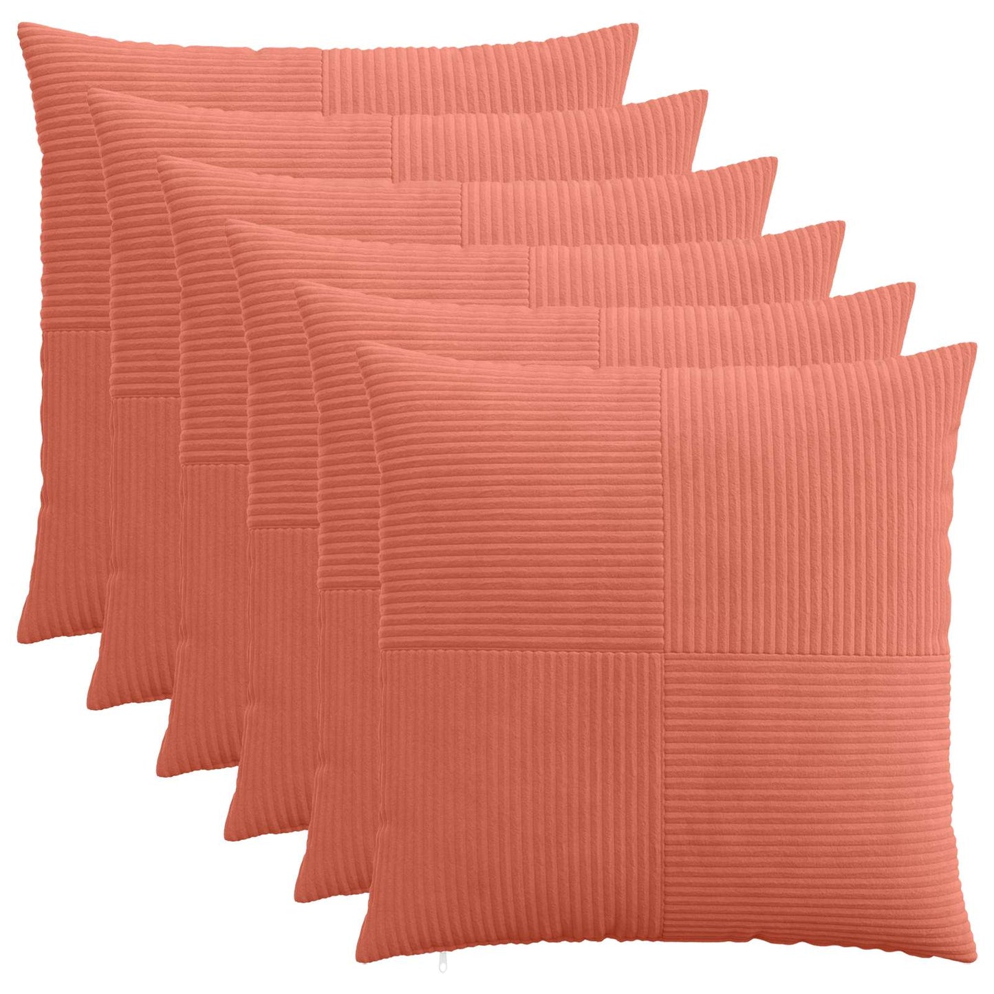Cushion Cover 6 pcs ALMELO Red Orange 70 x 70 cm Corduroy