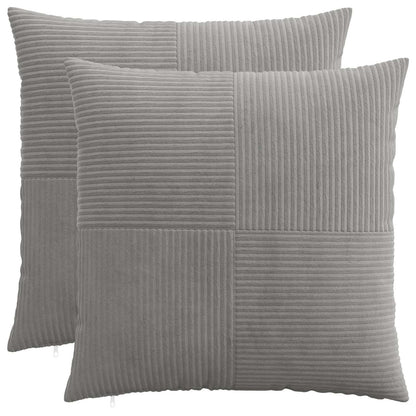 Cushion Cover 2 pcs ALMELO Light Grey 80 x 80 cm Corduroy