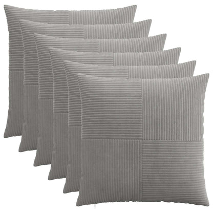 Cushion Cover 6 pcs ALMELO Light Grey 80 x 80 cm Corduroy