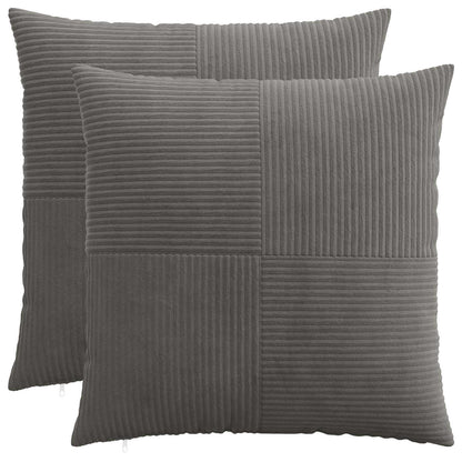 Cushion Cover 2 pcs ALMELO Dark Grey 80 x 80 cm Corduroy