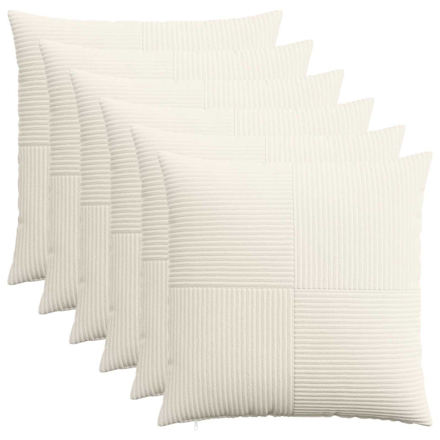 Cushion Cover 6 pcs ALMELO Cream 80 x 80 cm Corduroy