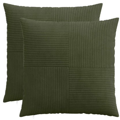 Cushion Cover 2 pcs ALMELO Green 80 x 80 cm Corduroy
