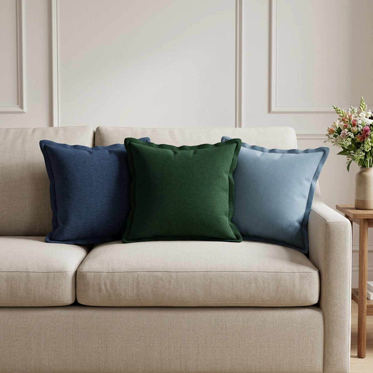 Throw Pillow 12 pcs HOUTEN Blue 40 x 40 cm Faux Linen