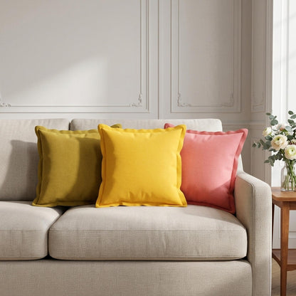 Throw Pillow 12 pcs HOUTEN Light Yellow 40 x 40 cm Faux Linen