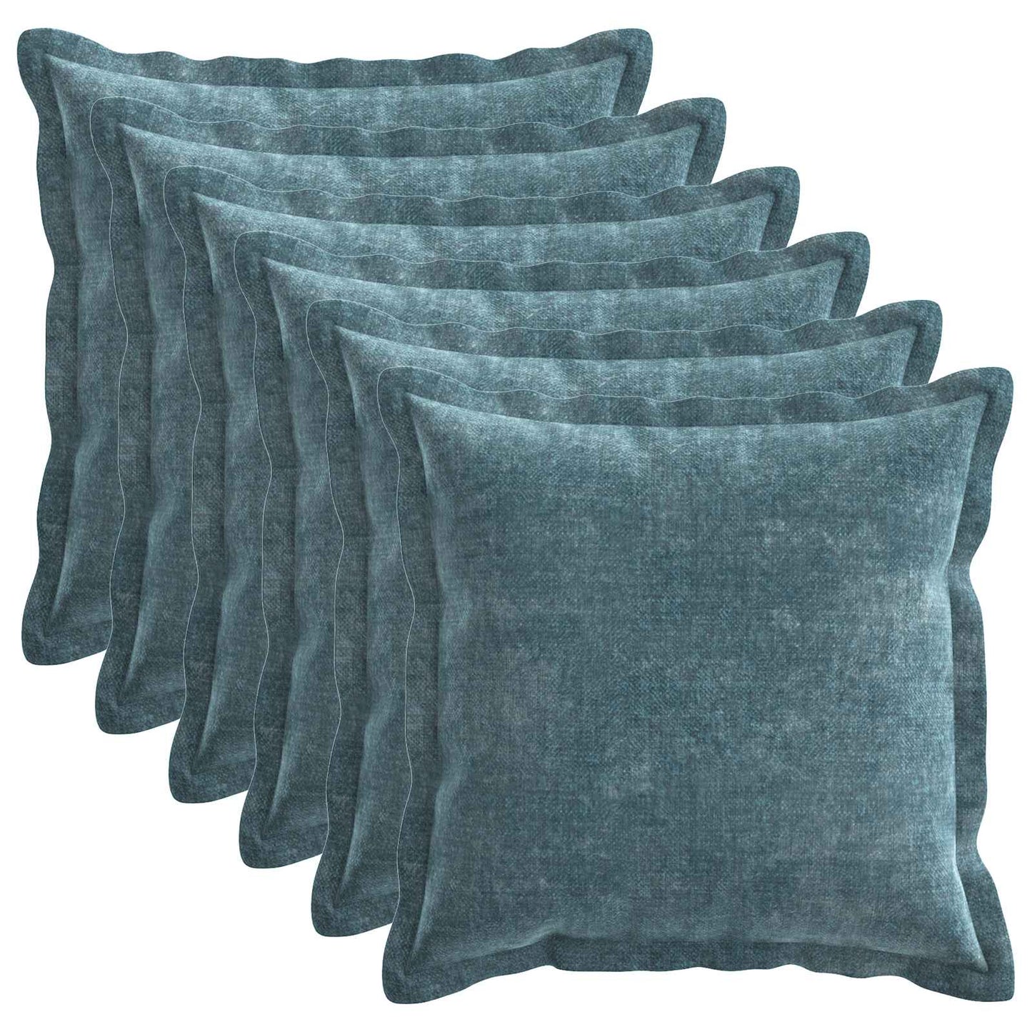 Cushion Cover 6 pcs HOUTEN Blue 30 x 30 cm Chenille Fabric