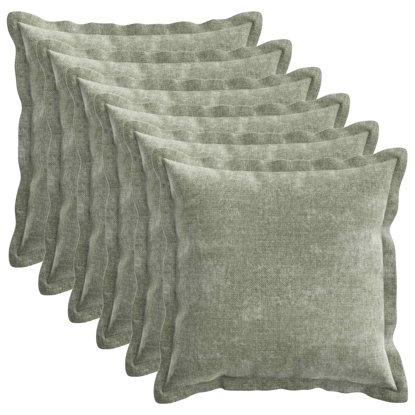 Cushion Cover 6 pcs HOUTEN Green 30 x 30 cm Chenille Fabric
