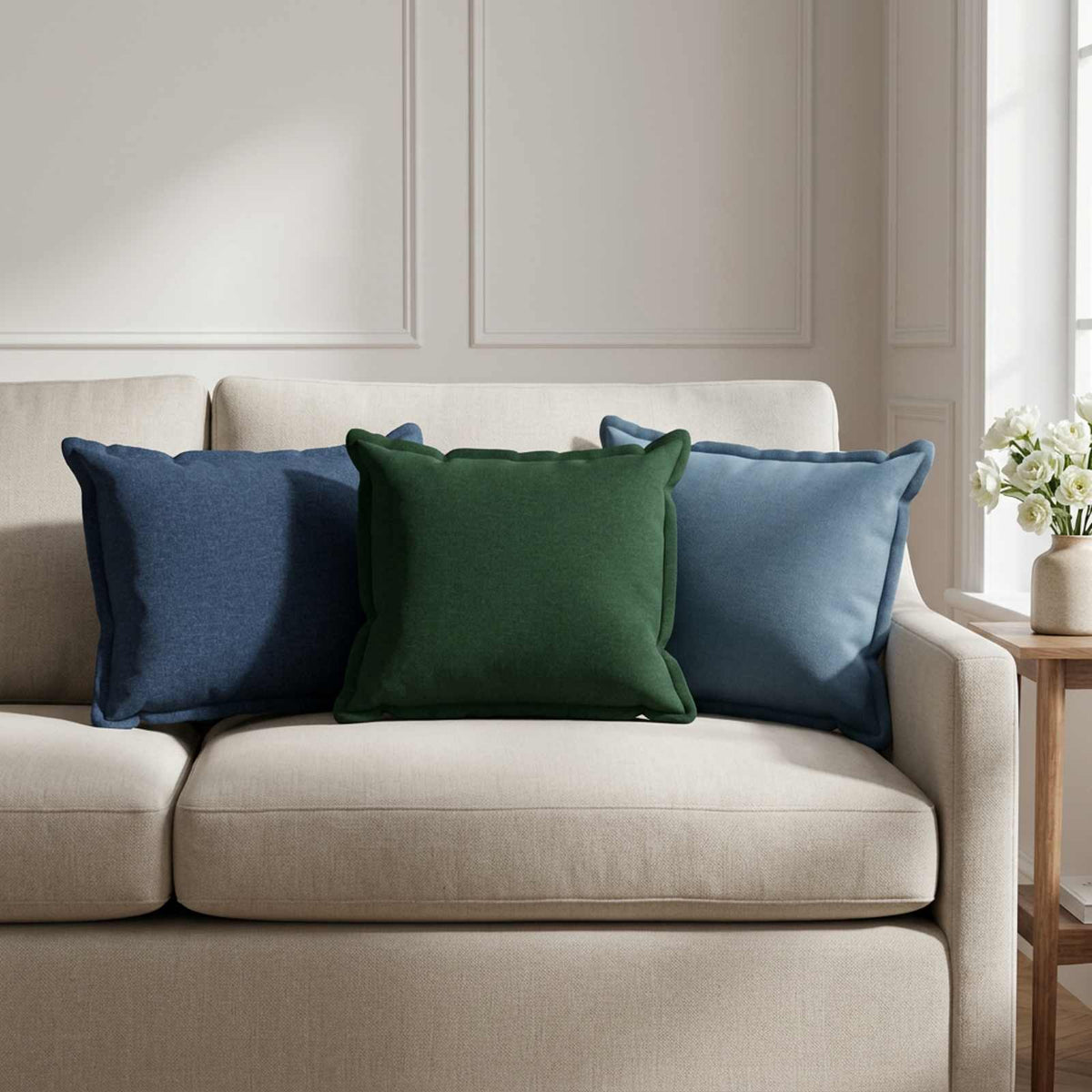 Throw Pillow 6 pcs HOUTEN Blue 40 x 60 cm Faux Linen