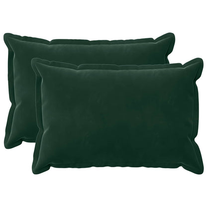 Cushion Cover 2 pcs HOUTEN Dark Green 30 x 50 cm Velvet