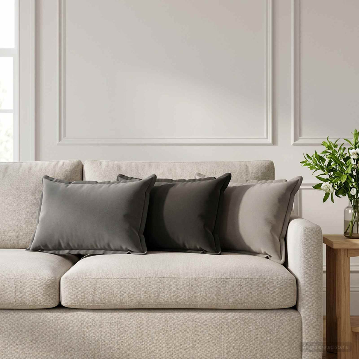 Throw Pillow 6 pcs HOUTEN Anthracite 40 x 60 cm Polyester