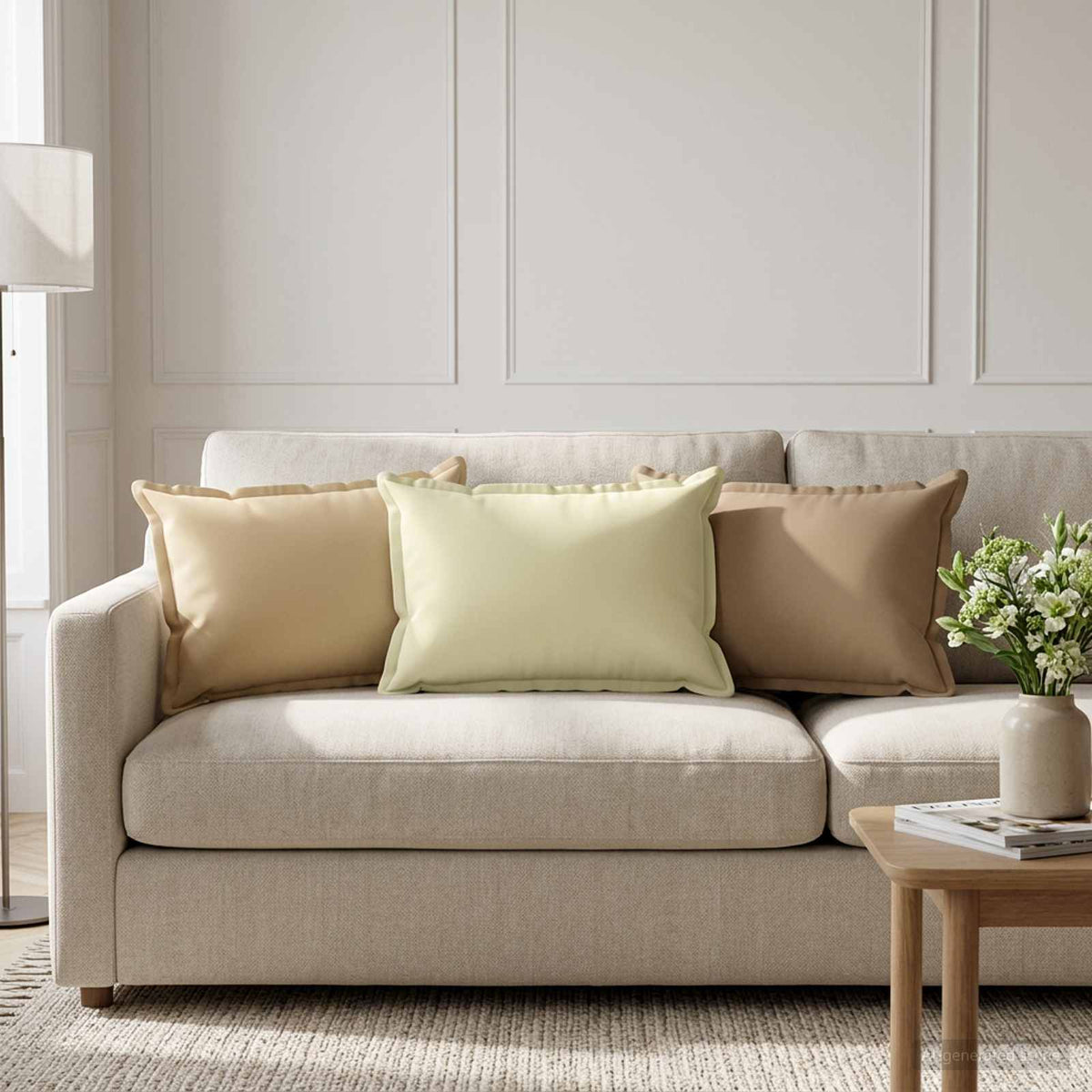 Cushion with Pillow HOUTEN 6 pcs Taupe Polyester