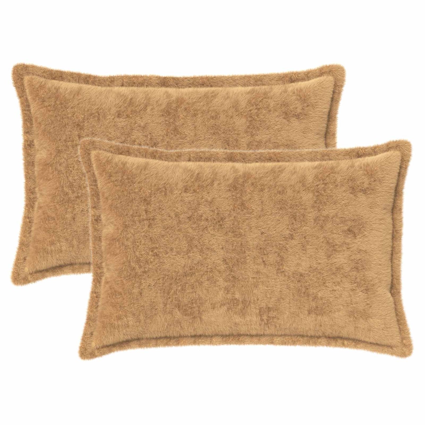 Cushion Cover 2 pcs HOUTEN Taupe 30 x 50 cm Faux Rabbit Fur