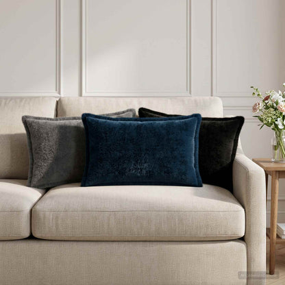 Cushion Cover 6 pcs HOUTEN Black 40 x 60 cm Faux Rabbit Fur