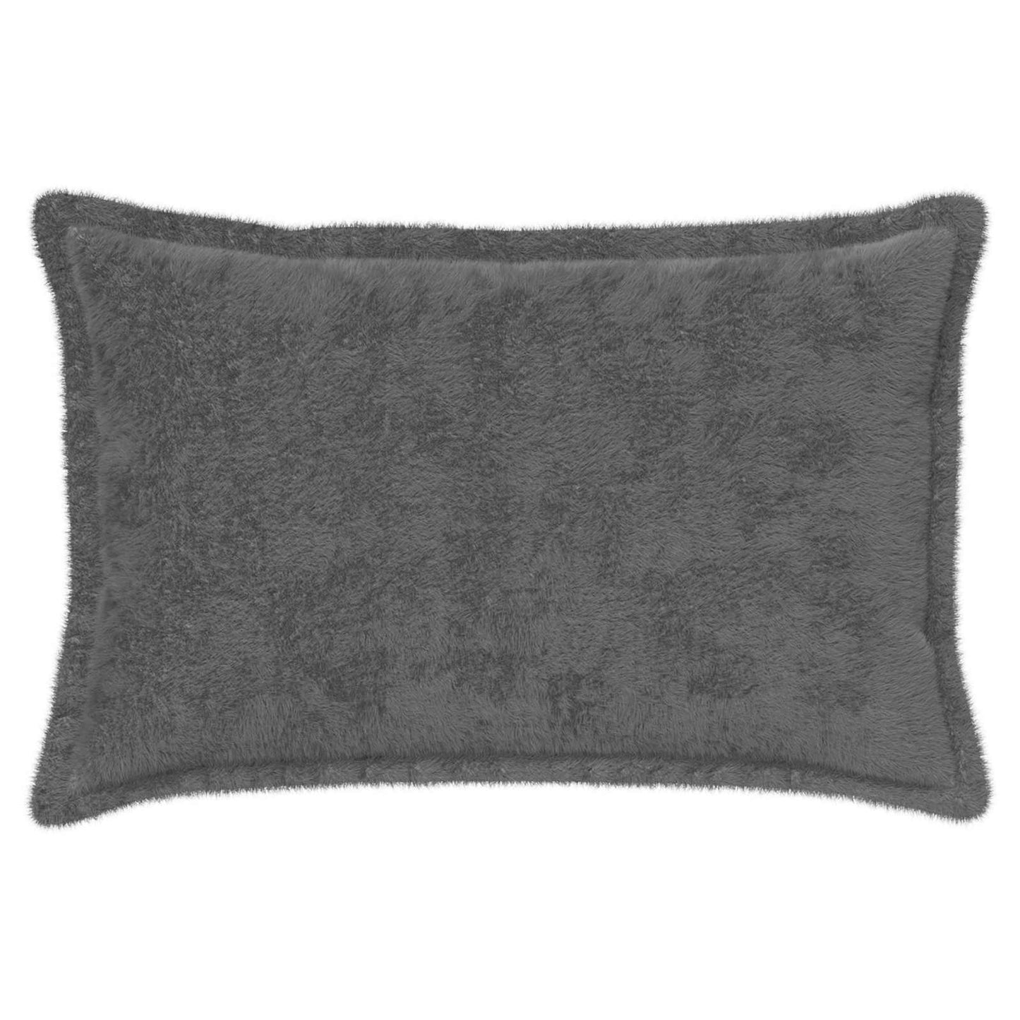 Cushion Cover 2 pcs HOUTEN Dark Grey 30 x 50 cm Faux Rabbit Fur