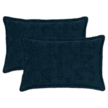Cushion Cover 2 pcs HOUTEN Navy Blue 30 x 50 cm Faux Rabbit Fur