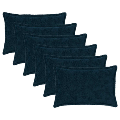 Cushion Cover 6 pcs HOUTEN Navy Blue 30 x 50 cm Faux Rabbit Fur