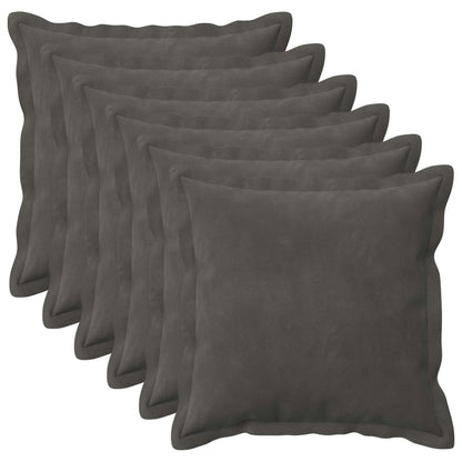Cushion Cover 6 pcs HOUTEN Dark Grey 35 x 35 cm Velvet