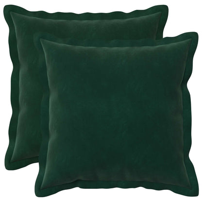 Cushion Cover 2 pcs HOUTEN Dark Green 35 x 35 cm Velvet