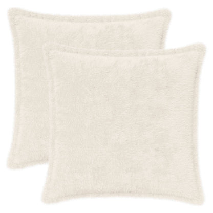 Cushion Cover 2 pcs HOUTEN White 35 x 35 cm Faux Rabbit Fur