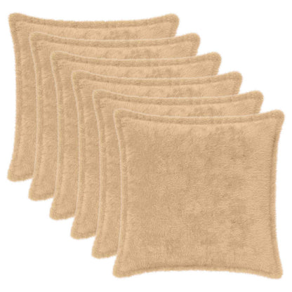 Cushion Cover 6 pcs HOUTEN Cream 35 x 35 cm Faux Rabbit Fur