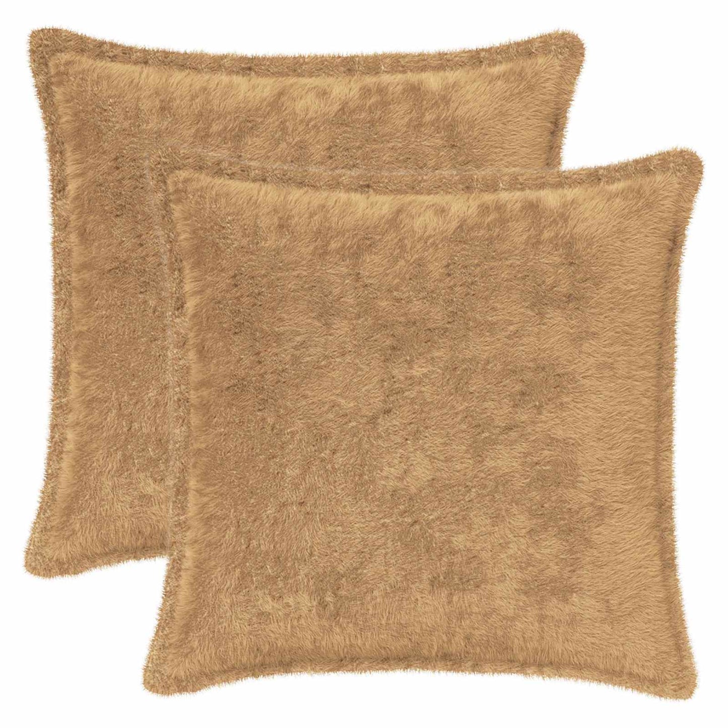 Cushion Cover 2 pcs HOUTEN Taupe 35 x 35 cm Faux Rabbit Fur