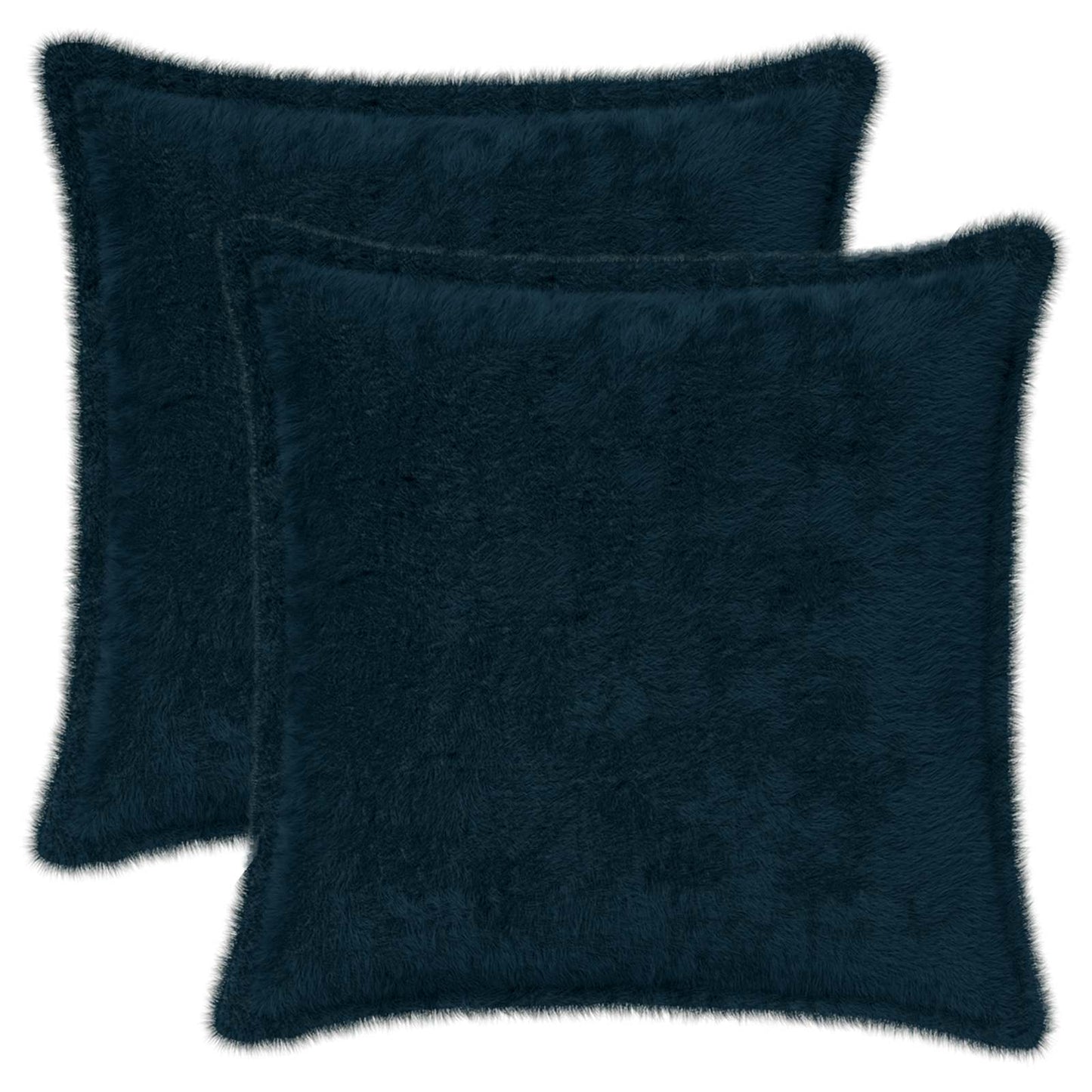 Cushion Cover 2 pcs HOUTEN Navy Blue 35 x 35 cm Faux Rabbit Fur