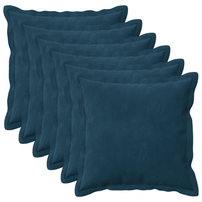 Cushion Cover 6 pcs HOUTEN Blue 40 x 40 cm Velvet