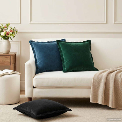 Cushion Cover 6 pcs HOUTEN Dark Green 40 x 40 cm Velvet