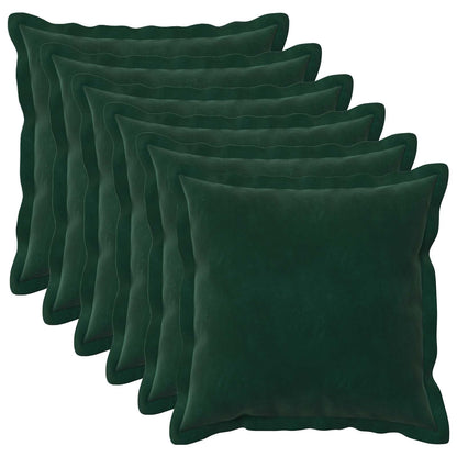 Cushion Cover 6 pcs HOUTEN Dark Green 40 x 40 cm Velvet