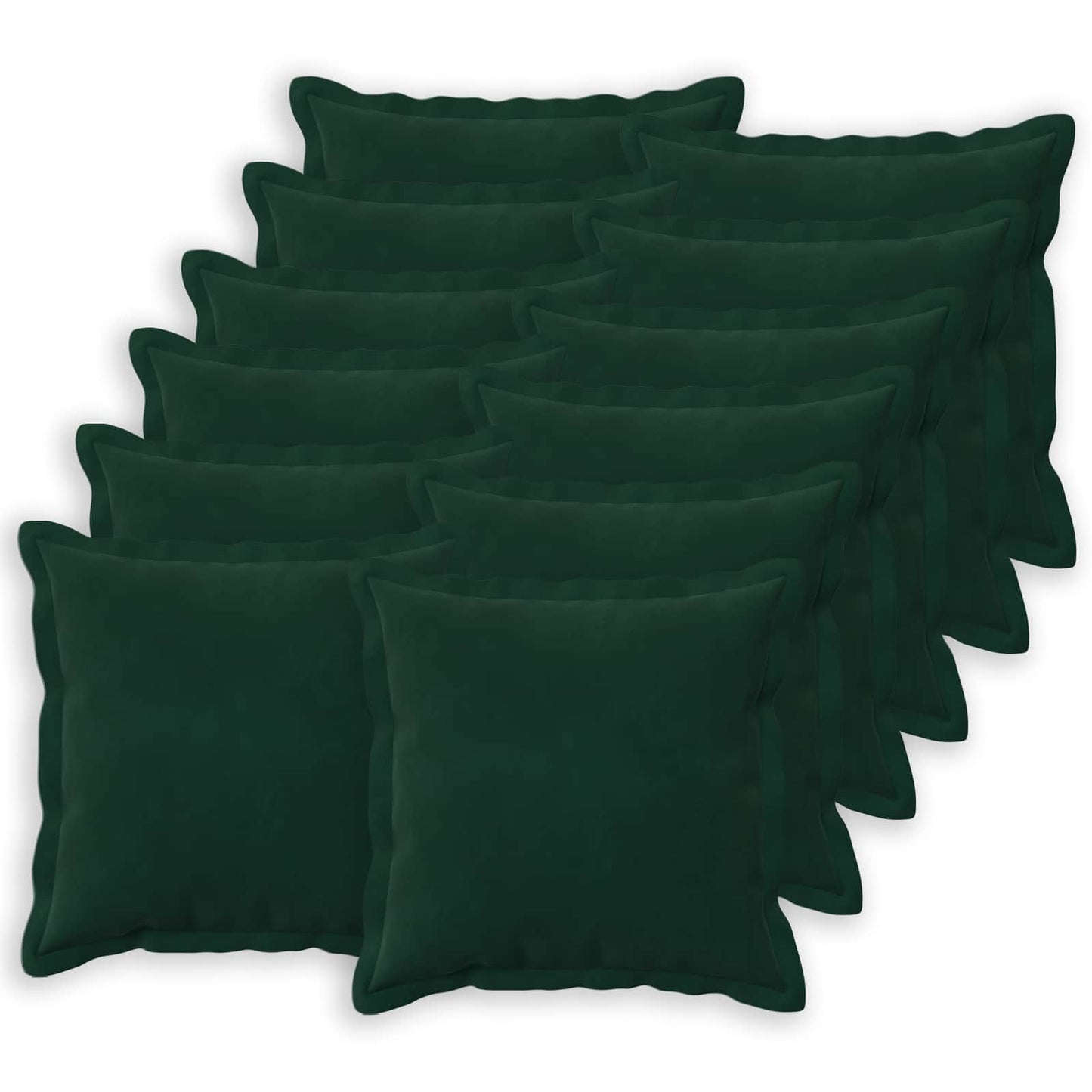 Cushion Cover 12 pcs HOUTEN Dark Green 40 x 40 cm Velvet