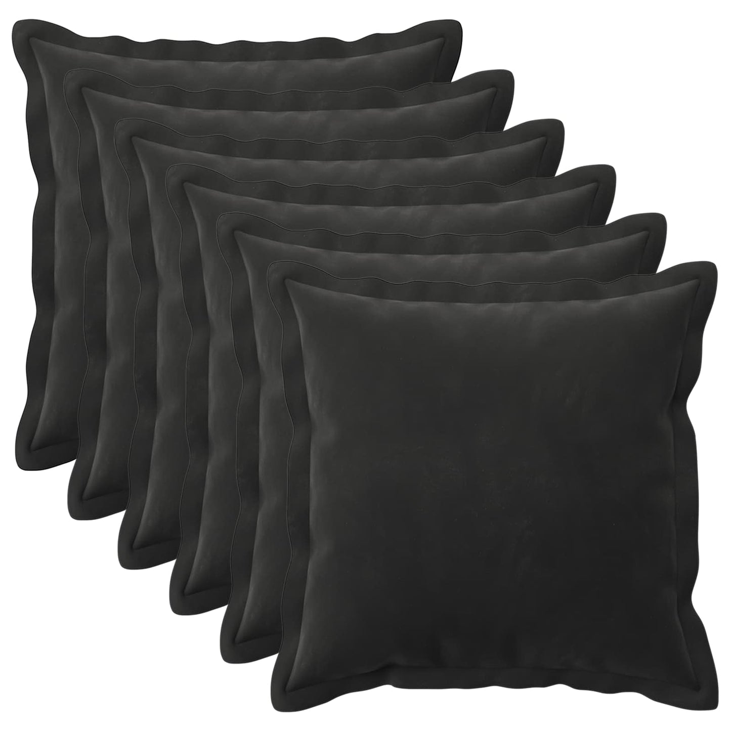 Cushion Cover 6 pcs HOUTEN Black 40 x 40 cm Velvet