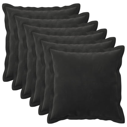 Cushion Cover 6 pcs HOUTEN Black 40 x 40 cm Velvet