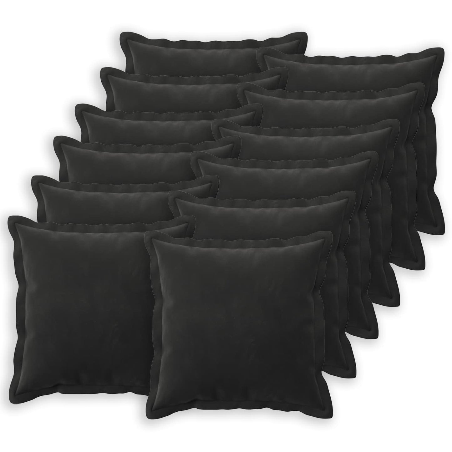 Cushion Cover 12 pcs HOUTEN Black 40 x 40 cm Velvet