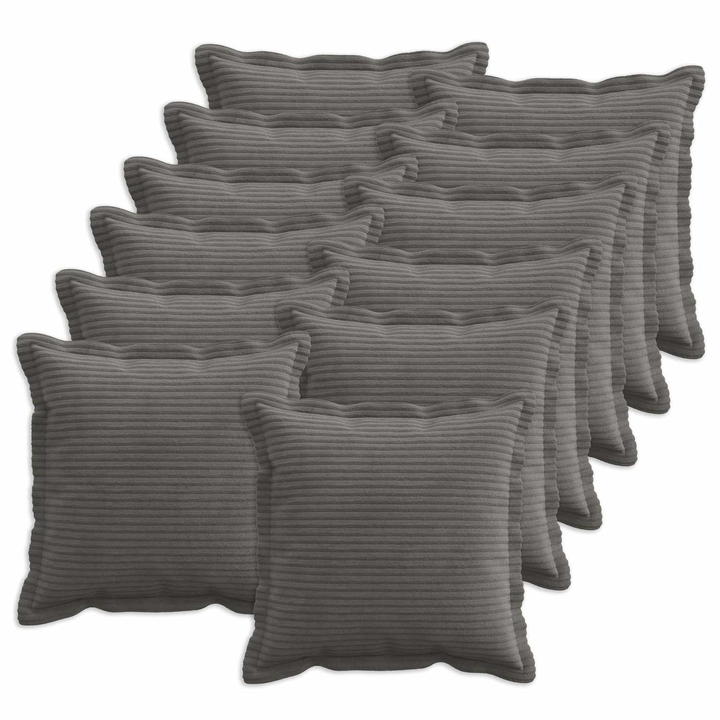 Cushion Cover 12 pcs HOUTEN Dark Grey 40 x 40 cm Corduroy