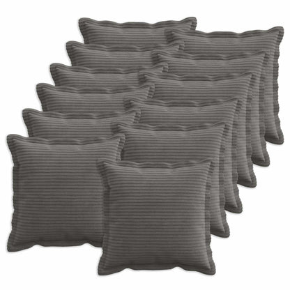 Cushion Cover 12 pcs HOUTEN Dark Grey 40 x 40 cm Corduroy