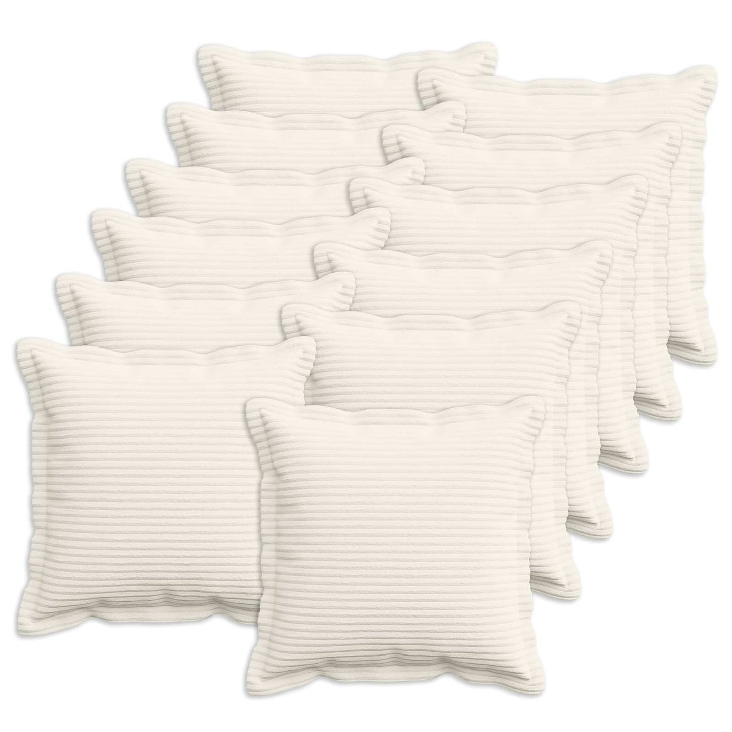 Cushion Cover 12 pcs HOUTEN Cream 40 x 40 cm Corduroy