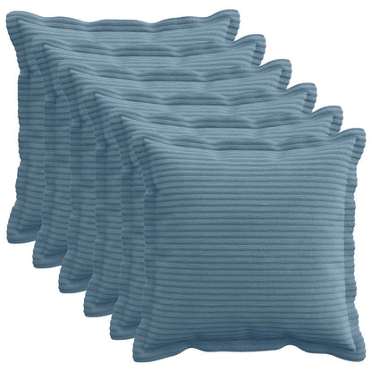 Cushion Cover 6 pcs HOUTEN Blue 40 x 40 cm Corduroy