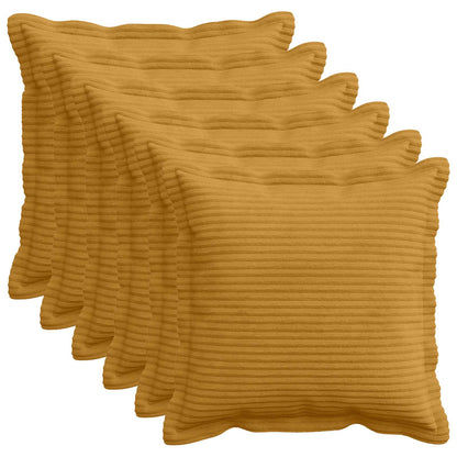 Cushion Cover 6 pcs HOUTEN Yellow 40 x 40 cm Corduroy