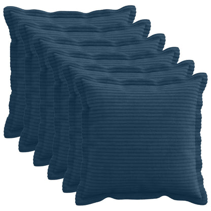 Cushion Cover 6 pcs HOUTEN Navy Blue 40 x 40 cm Corduroy
