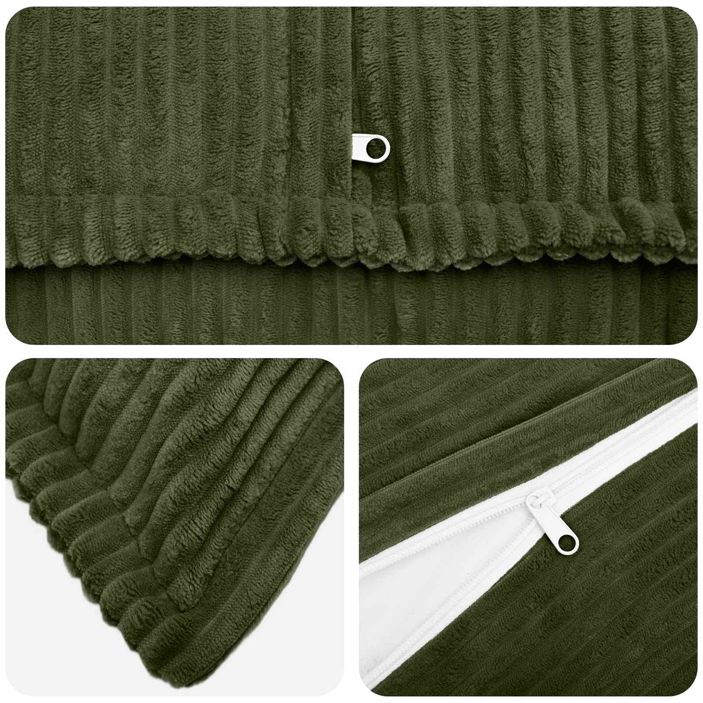 Cushion Cover 6 pcs HOUTEN Green 40 x 40 cm Corduroy
