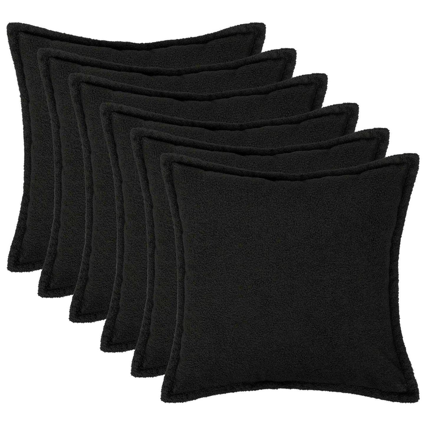 Cushion Cover 6 pcs HOUTEN Black 40 x 40 cm Bouclé
