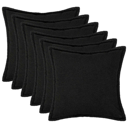 Cushion Cover 6 pcs HOUTEN Black 40 x 40 cm Bouclé