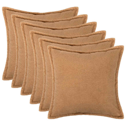 Cushion Cover 6 pcs HOUTEN Beige 40 x 40 cm Bouclé